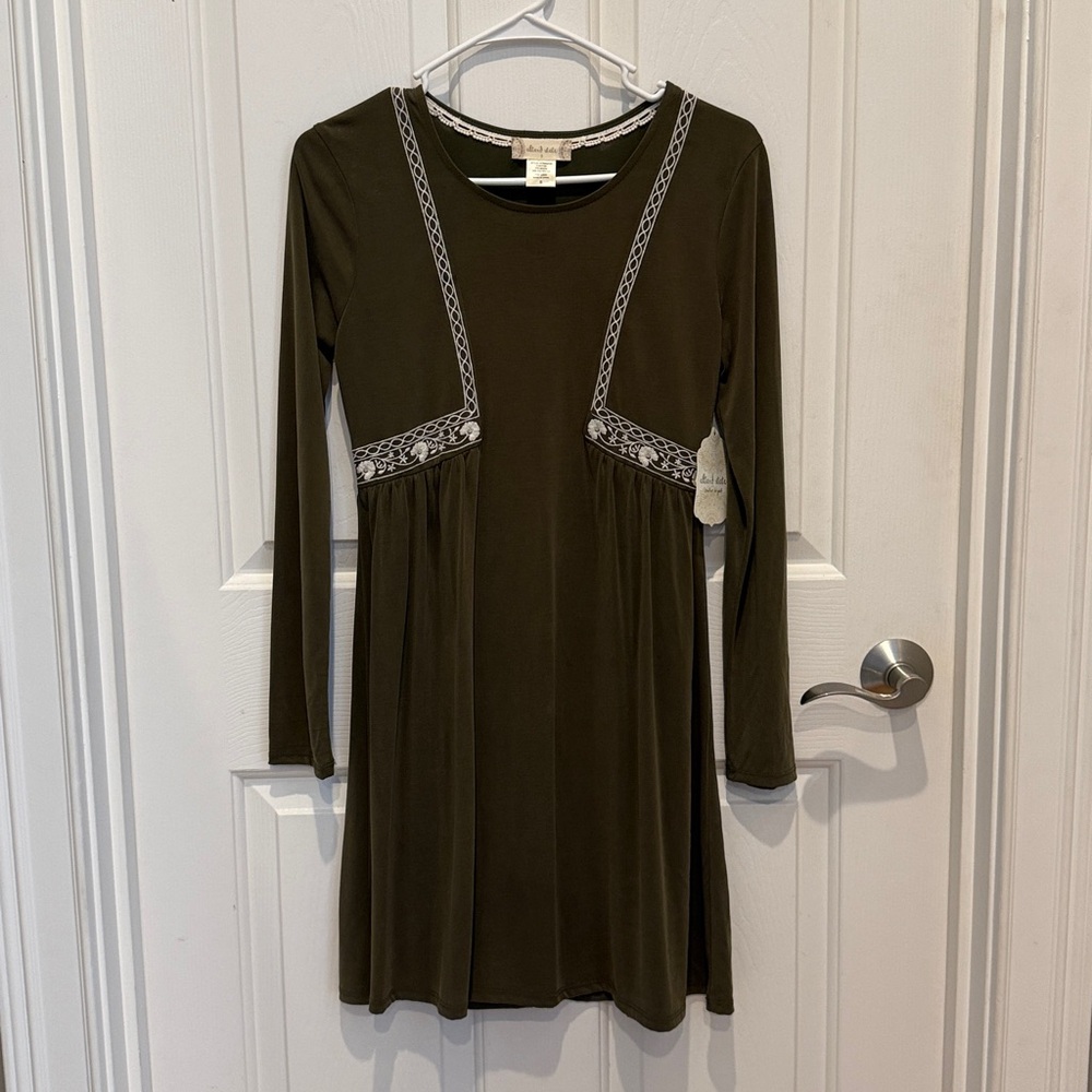 Altar'd State Olive Dress with Decorative Trim